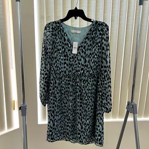 LOFT Leopard Long-Sleeve Dress